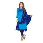 Women's Glaze Cotton Unstitched Salwar-Suit Material With Dupatta (Blue, 2 Mtr)