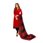 Women's Cotton Jacquard Unstitched Salwar-Suit Material With Dupatta (Red, 2 Mtr)