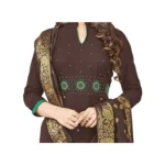 Women's South Slub Cotton Unstitched Salwar-Suit Material With Dupatta (Brown, 2 Mtr)