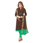 Women's South Slub Cotton Unstitched Salwar-Suit Material With Dupatta (Brown, 2 Mtr)