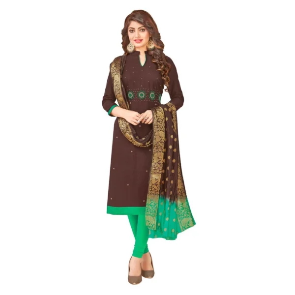 Women's South Slub Cotton Unstitched Salwar-Suit Material With Dupatta (Brown, 2 Mtr)