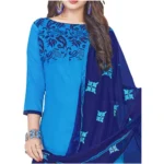 Women's Glaze Cotton Unstitched Salwar-Suit Material With Dupatta (Blue, 2 Mtr)