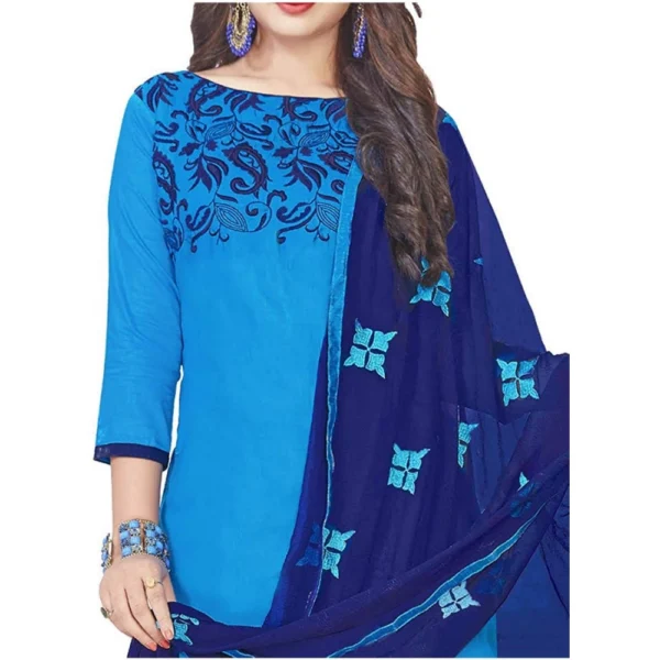 Women's Glaze Cotton Unstitched Salwar-Suit Material With Dupatta (Blue, 2 Mtr)