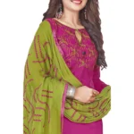 Women's Glaze Cotton Unstitched Salwar-Suit Material With Dupatta (Pink, 2 Mtr)