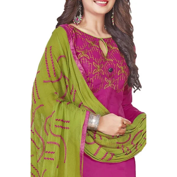 Women's Glaze Cotton Unstitched Salwar-Suit Material With Dupatta (Pink, 2 Mtr)