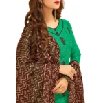 Women's Cotton Jacquard Unstitched Salwar-Suit Material With Dupatta (Green, 2 Mtr)
