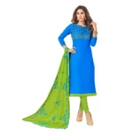 Women's Slub Cotton Unstitched Salwar-Suit Material With Dupatta (Sky Blue, 2 Mtr)