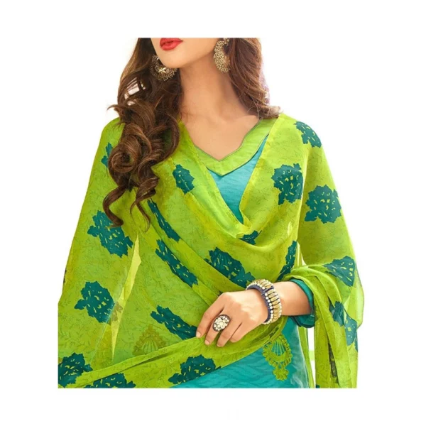 Women's Cotton Jacquard Unstitched Salwar-Suit Material With Dupatta (Turquoise Blue, 2 Mtr)