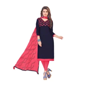 Women's Glaze Cotton Unstitched Salwar-Suit Material With Dupatta (Navy Blue, 2 Mtr)