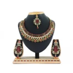 Women's Alloy Necklace set (Maroon,Green)