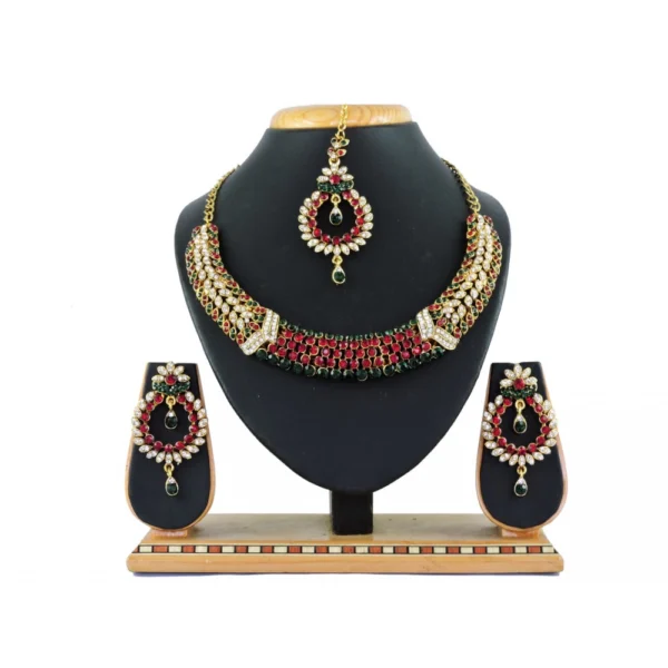 Women's Alloy Necklace set (Maroon,Green)
