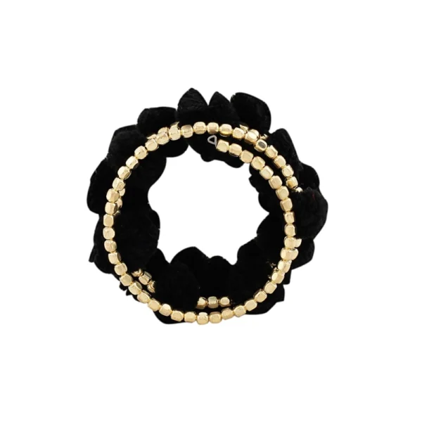 Women's Pom Pom Pom Pom Charm Bracelet -Black