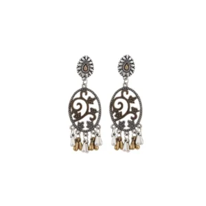 Women's Silver Plated Hook Dangler Hanging Earrings-Gold