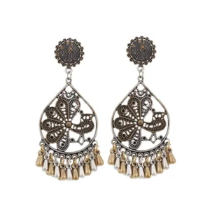 Women's Silver Plated Hook Dangler Hanging Earrings-Gold