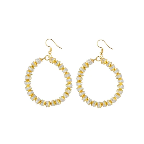 Women's Alloy, Golden Crytal Hanging Earrings-Gold