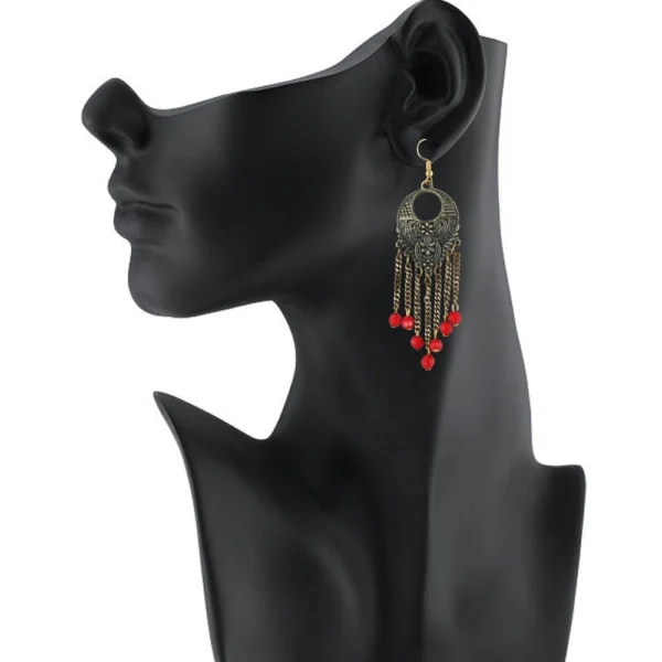Women's Gold Plated Designer Hanging Beads Earrings-Silver