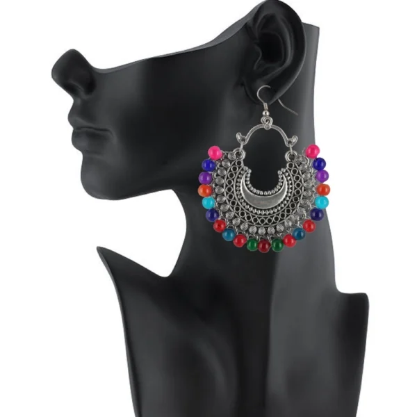 Women's Oxidize Silver plated Hook Dangler Hanging Earrings-Silver