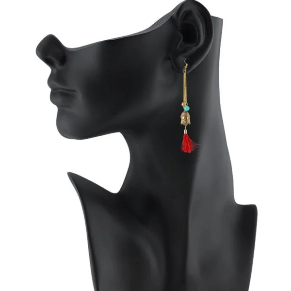 Women's Gold Plated Hook Dangler Hanging Tassel Fashion Earrings-Gold
