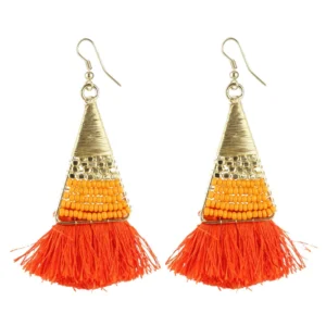 Women's Alloy, Beads Hook Dangler Hanging Tassel Earrings-Multicolour