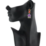 Women's Alloy, silver Plated Hook Dangler Hanging Earrings-Purple