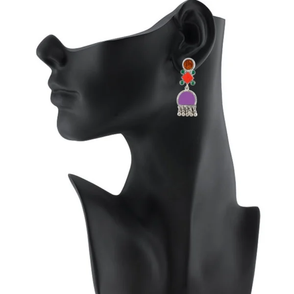 Women's Alloy, silver Plated Hook Dangler Hanging Earrings-Purple