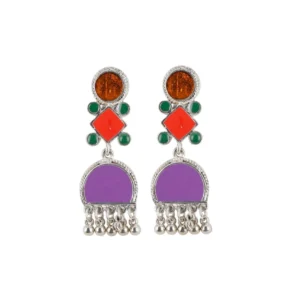 Women's Alloy, silver Plated Hook Dangler Hanging Earrings-Purple