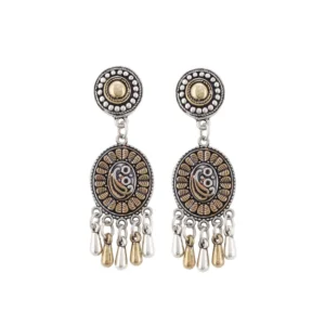 Women's Silver Plated Hook Dangler Hanging Earrings-Gold