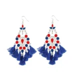 Women's Oxidize Silver plated Hook Dangler Hanging Tassel Fashion Earrings-Multicolour