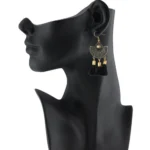 Women's Gold Plated Tassel Fashion Earrings-Black