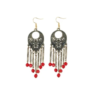 Women's Gold Plated Designer Hanging Beads Earrings-Silver