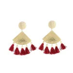Women's Silver Plated Hook Dangler Hanging Tassel Earrings-Golden