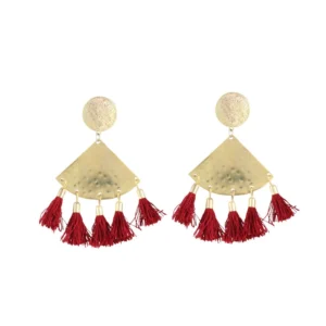Women's Silver Plated Hook Dangler Hanging Tassel Earrings-Golden