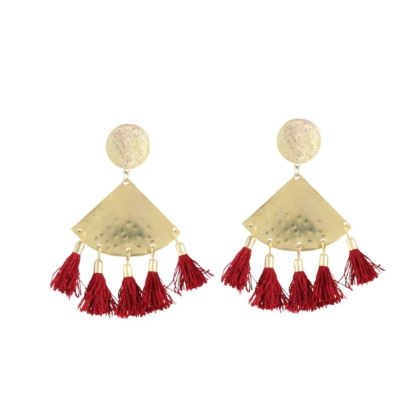 Women's Silver Plated Hook Dangler Hanging Tassel Earrings-Golden