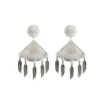 Women's Silver Plated Hook Dangler Hanging Tassel Earrings-Silver