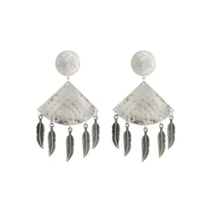 Women's Silver Plated Hook Dangler Hanging Tassel Earrings-Silver