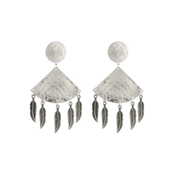 Women's Silver Plated Hook Dangler Hanging Tassel Earrings-Silver