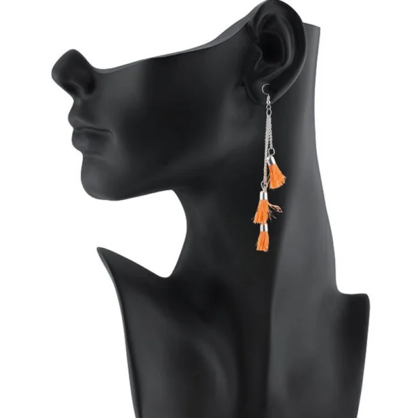 Women's Tassels Beads Hook Dangler Hanging Hanging Earrings-Orange