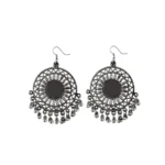 Women's Alloy, silver Plated Hook Dangler Hanging Mirror Earrings-Silver