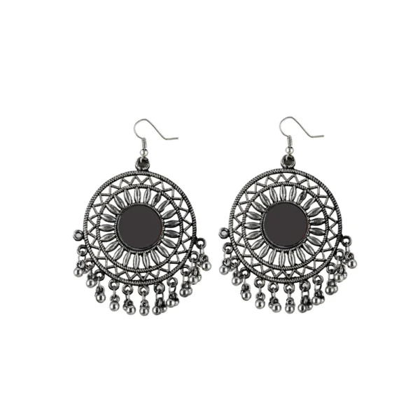 Women's Alloy, silver Plated Hook Dangler Hanging Mirror Earrings-Silver