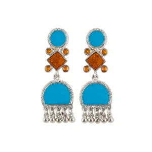 Women's Alloy, silver Plated Hook Dangler Hanging Earrings-Blue