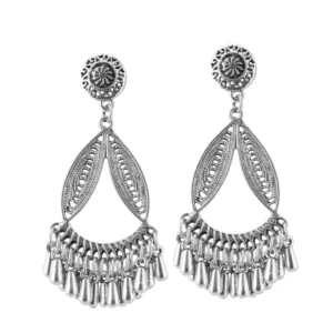 Women's Silver Plated Hook Dangler Hanging Earrings-Silver