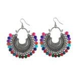 Women's Oxidize Silver plated Hook Dangler Hanging Earrings-Silver