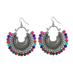 Women's Oxidize Silver plated Hook Dangler Hanging Earrings-Silver