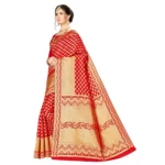 Women's Banarasi silk Saree with Blouse (Red, 5-6mtr)