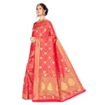 Women's Banarasi silk Saree with Blouse (Red, 5-6mtr)
