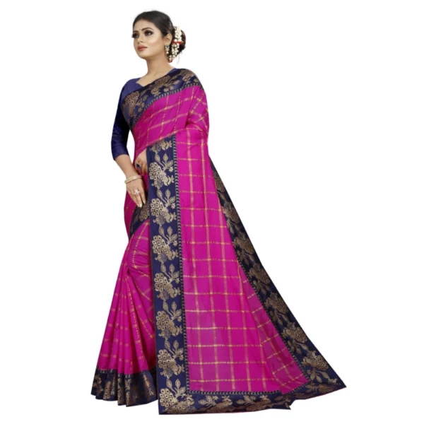 Women's Panetar Silk Saree with Blouse (Pink,5-6 mtrs)
