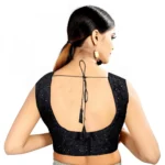 Women's Satin Silk, Inner-Cotton Full Stitched Padded Blouse (Black)