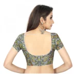 Women's Satin Silk, Inner-Cotton Full Stitched Padded Blouse (Black)