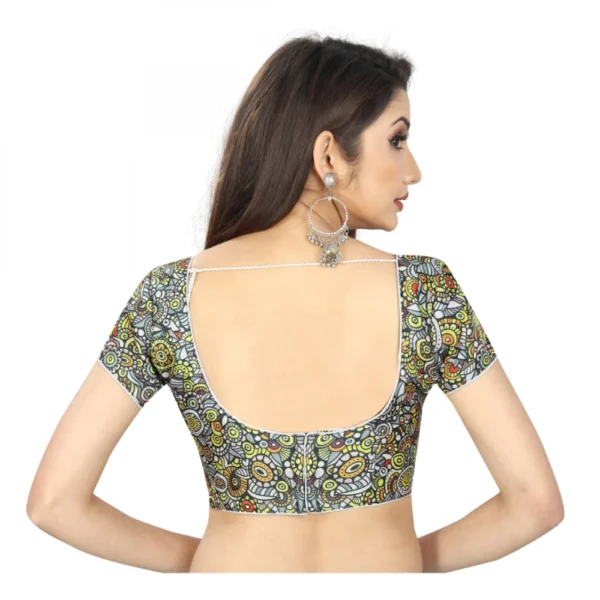 Women's Satin Silk, Inner-Cotton Full Stitched Padded Blouse (Black)