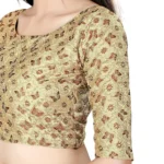 Women's Brocade, Inner-Cotton Full Stitched Padded Blouse (Chiku cofee)
